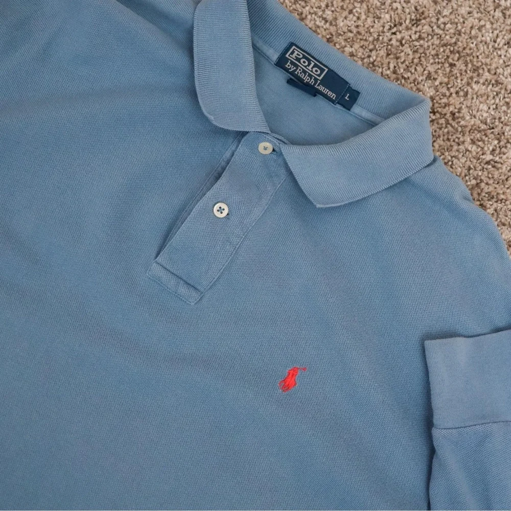 Vintage Polo Ralph Lauren Long Sleeve Polo Shirt Men L Blue Classic Pony Y2K